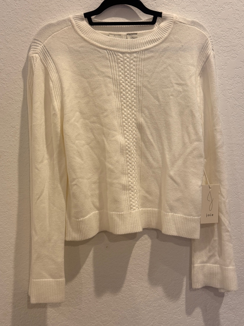 Joie‎ Ivory Cable-Center Crewneck Sweater
